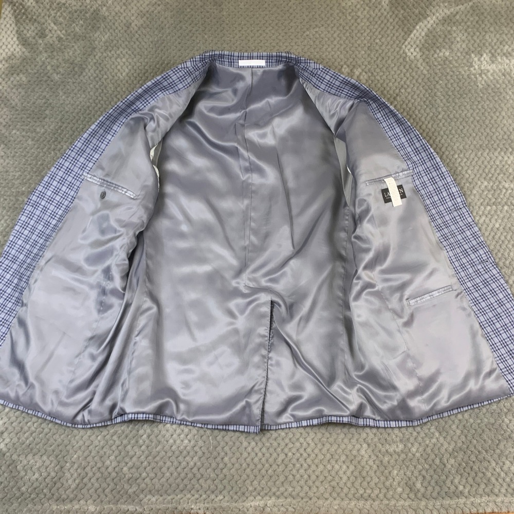 Lauren‎ Ralph Lauren Blazer Mens 44L Blue Plaid Linen Sport Coat 2 Button - Picture 4 of 15